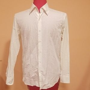 INC Dress Shirt Polka Dot Pattern White